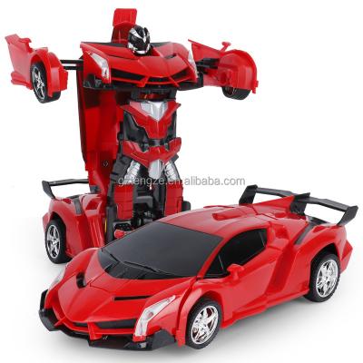 China ABS RC Car Robot For Kids Car Toy Remote Control Deformation Vehicle Model Button Transform 360 Rotating Drift for sale