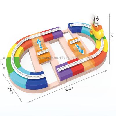 China ABS 54 Pcs Athletics Track Racing Educational Toys Racing Mech Rail Car Model Toy Educational Adventure for sale