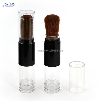 China Injection Recyclable Clear Lid Black Middle Part With Loose Brush Powder Bottom Tube Powder Case for sale