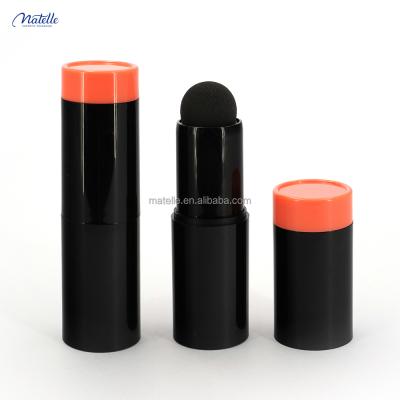 China Good quality recyclable orange top black round tube base powder cylinder loose powder case for sale