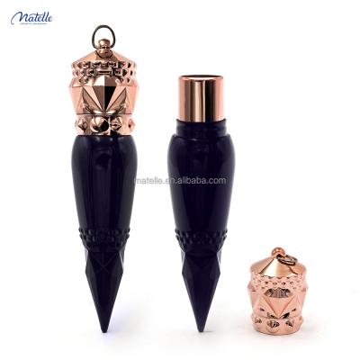 China Carrot Shape Cosmetic Special Lipstick Container Elegant Blue Logo And Rose Gold Lipstick Tube New for sale