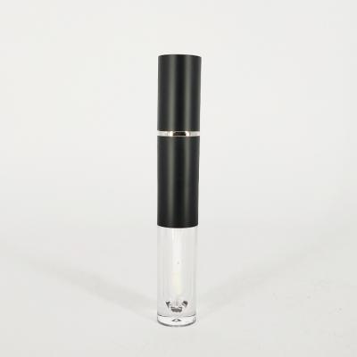 China Cosmetic Dual Function 2 In 1 Single Clear Round Tube Lipstick Lip Gloss Tube Solid Black 2.5ml for sale