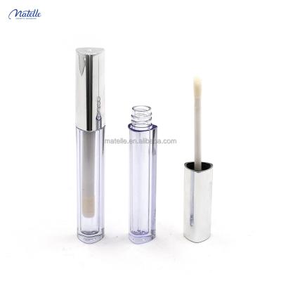 China Triangle Lipstick 2ml Clear Cosmetic Liquid Tube Silver Cap Empty Lip Gloss Tube With Magic Wand for sale