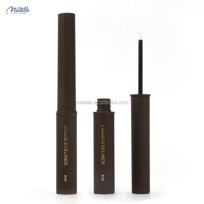 China Eyeliner Recessed Inkwell Cosmetic Pencil With Clear Nice Printing 6ml Chocolate Color Round Eyeliner Tube for sale