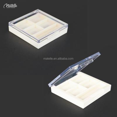 China 4 Colors Recyclable 1 Brush Pigment Powder Case Base White Transparent Cap Square Eyeshadow Case for sale