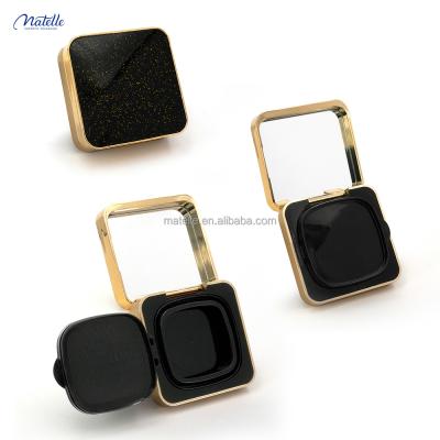 China Recyclable CC Formula Cushion Mirror Case Mirror Empty Black Glossy Gold Square BB Cushion Case for sale