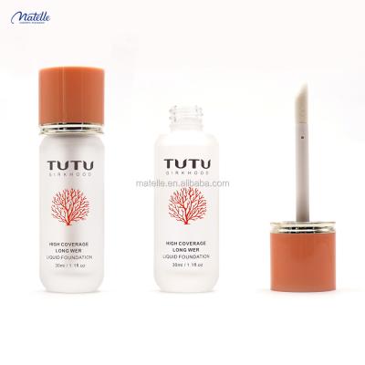 China Cosmetic Private Hot Selling Printing Orange Plastic Gold Ring Frosted Concealer Pen Glass Tube 27ml for sale