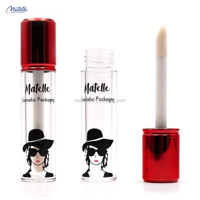 China Cosmetic Magic Wand Recyclable Metallic Red Big Round Cap Big Bottle 7.5ml Printing Logo Clear Concealer Pencil Tube Good for sale