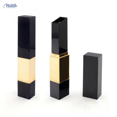 China Cosmetic Rectangle Concealer Single Case Durable Custom Black With Gold Twistable Concealer Tube for sale