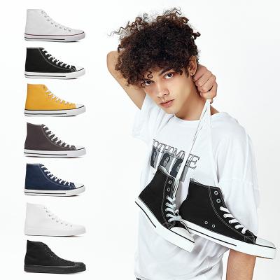 China Round Women's Mens High Top Canvas Sneakers   2023 New Arrival Trendy White Casual Skateboarding Shoes for men Custom Sneakers OEM for sale