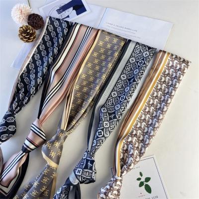 China Women's Genuine Summer Designer Simple High Quality Luxury Elegant Soft Handbag Silk Scarf Custom Decoration for Bag and Purse for sale