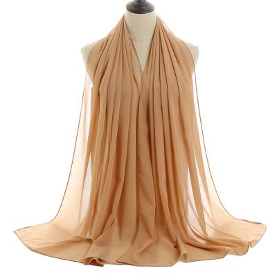 China Wholesale Custom Pure Color Luxury Elegant Soft Silk Like Muslim Taupe White Custom Made Luxury Long Chiffon Woman Scarf Stoles Ladies Silk Scarf for sale