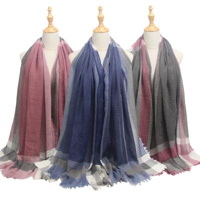 China Soft Elegant Luxury European Scarf Gray Classic Cotton Woven Winter Turkey Style Shawl Hijabs For Women Men for sale