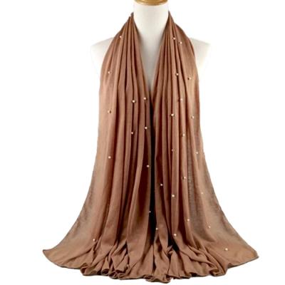 China Muslim Soft Elegant Luxury Shawl Tank Top Scarf Women Simply Crumple Wrap Headband Hijab With Beads for sale