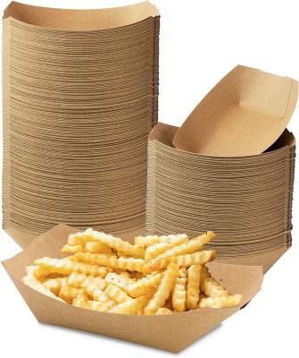 China Recyclable Disposable Serving Paper Tray Boat Shape Snack French Fry Chicken Salad Take Out Containers For Party Food Store for sale