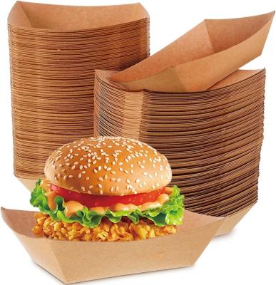 China Paper Food Tray China Manufacture Brown Recyclable Disposable Ship Box Paper Packaging for sale