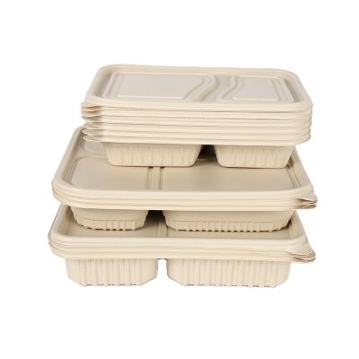 China Tray To Go 4 Compartment Biodegradable Plastic Hot Takeout Disposable Food Container Cornstarch pp Household Products Fast Food Packing Box for sale