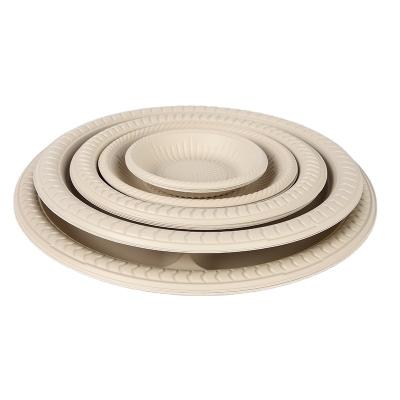 China Household Products Wholesale Biodegradable 9 Inch Heavy Duty Round Disposable Pet Coated Plates Dinner Dishes for sale