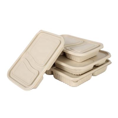 China Degradable Sealed Bento Box Rectangular Fast Food Box Cornstarch Disposable Meal Box Degradable Sealed Packing Box for sale