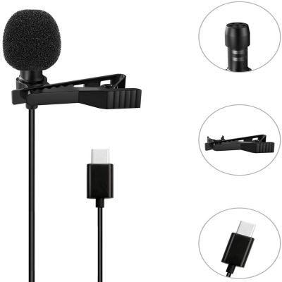 China HANPU Mobile Phone Camera USB C Lavalier Microphone for GoPro Hero MacBook Pro Air Clip and Smartphone Lapel Lavalier MIC for sale