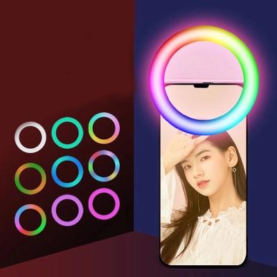 China Wholesale Portable Portable Rechargeable Clip Photography RGB LED Video Mini USB Colorful Selfie Led Light Ring Fill Flash Clip for sale