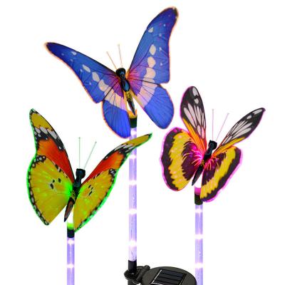 China Multicolor Changing Solar Garden LED Butterfly Lights with IP65 Waterproof Fiber Optic Butterfly Decorative Lights for sale