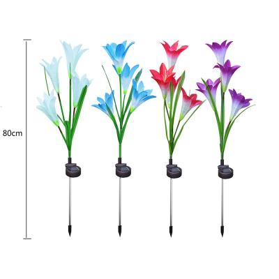 China High quality outdoor landscape 4 LED lawn garden garden simulation flower lily solar lamp for sale