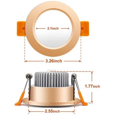 China EUROPEAN 2 Inch LED Ceiling Spotlight Recessed Luminaire Gold Trim 3500K Warm White 220LM CRI80 3W 110V Led Driver for sale