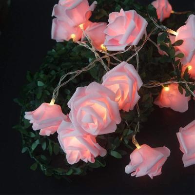 China Rose Flower String Lights 10ft Flower Fairy String 20 Light LED Garland Lights for Decoration Holiday Party Romantic Wedding, 3M20Lights (Battery Box) for sale