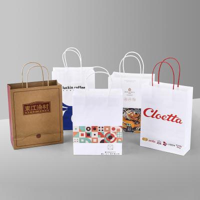 China Fashion Recycled Custom Kraft Paper Bag With Handle All Kinds Of Colors for sale