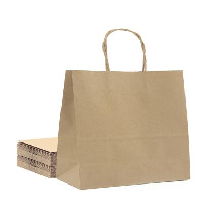 China Cheap Bottom Paper Bag Brown Logo Kraft Paper Shopping Bags Custom Color Recyclable Original Square Paper Bag for sale