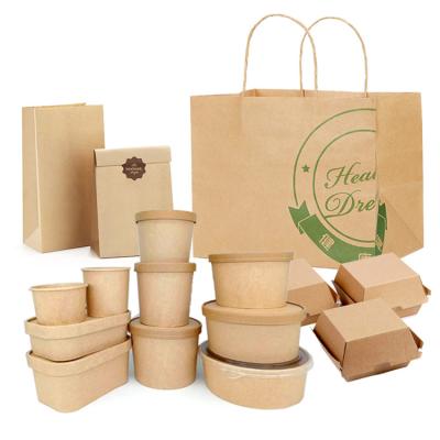 China Recyclable Custom Kraft Paper Bag For Takeaway Food Packaging Boxes Food Delivery for sale