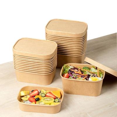 China Greaseproof Disposable Custom Kraft Paper Take Out Box For Food Lunch Bento Disposable Paper Box With Lid for sale