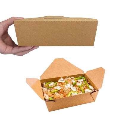 China Recyclable Custom Logo Disposable Kraft Paper Packaging Lunch Rectangle Fast Food Bag Takeout Box for sale