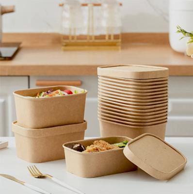 China Disposable Microwavable Paper Takeout Container Disposable Kraft Takeaway Kraft Paper Lunch Paper Box for sale