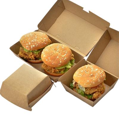 China Disposable Hamburger Box Food Containers Grocery Containers Boite Burgerbox Recyclable Hamburger Box Paper Packing Tray Hot Dog Snack Food Pack Disposable Hamburger Box for sale