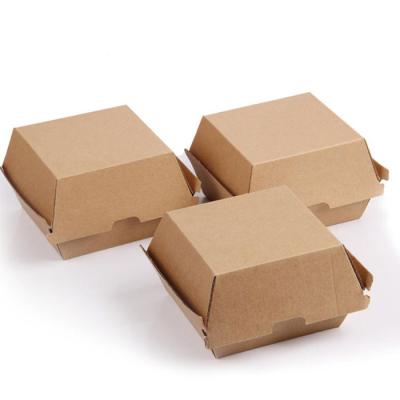 China Hot Dog Snack Fast Food Containers Food Grocery Containers Boite Burgerbox Disposable Hamburger Box Paper Packaging Disposable Hamburger Box for sale