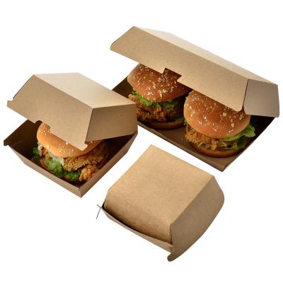 China Recyclable Custom Logo Printing Food Grade Wholesale Cheap Price Biodegradable Cardboard Corrugated Kraft Paper Hamburger Boxes for sale