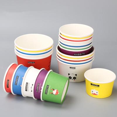 China Factory Price 100% Recyclable Biodegradable Ice Cream Paper Cups With Lid Spoon Eco Friendly Disposable for sale