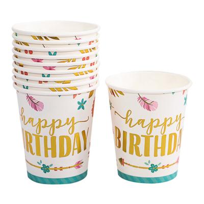 China Recyclable High Quality Birthday Ice Cream Double Embossing Wallpaper Cup For Cafe for sale