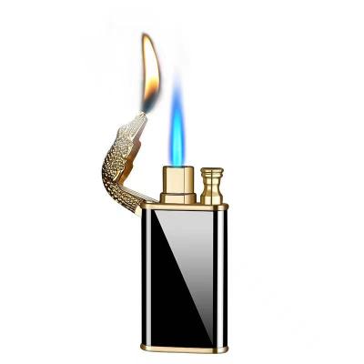 China Custom Straight Gas Lighter Refill Dual Flame Lighter Logo Flame Lighter Gas Flame Lighter For Cigarette for sale