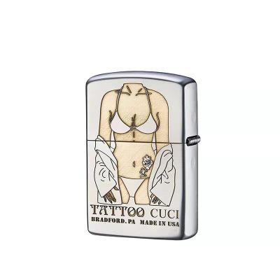 China Hot Selling Oil Personality Creative Bikini Kerosene Lighter Metal Windproof Lighter for sale