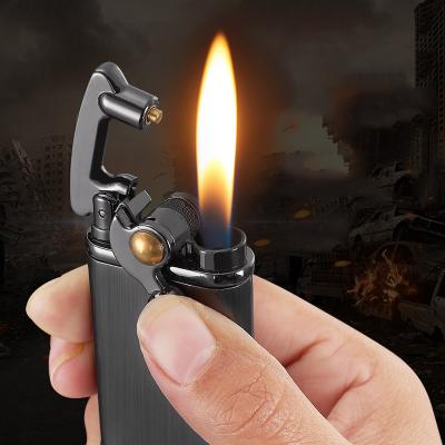 China Custom logo open flame kerosene cigarette lighter trend retro cigarette lighter rocker arm igniter igniter for sale