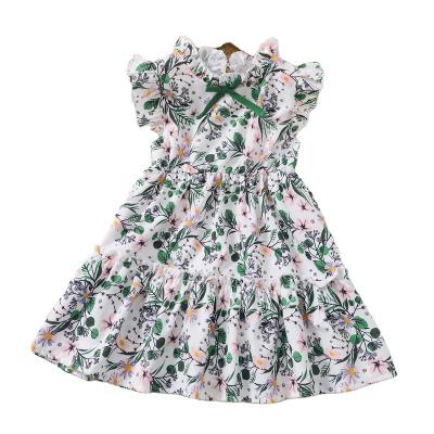 China Sling Toddler Girls Dress Sleeveless Summer Dress Toddler Girl Fly Ruffled Floral Sleeve Dress White for sale