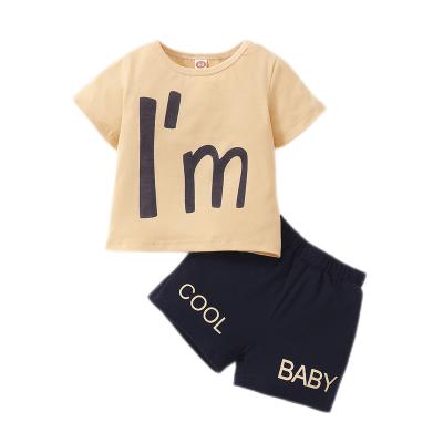 China Short Sleeve Baby Boy Clothes 3 Months Babies Boy Summer Shorts Outfit Sets 6 Months Babies Boy Short Sleeve Letter Tops Elastic Shorts 2PCS Set for sale