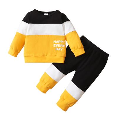 China Baby Boy Long Sleeve Catpapa 12 Month Winter Outfits Pants Sets 18 Month Long Sleeving HAPPY EVERY DAY Letter Prints Contrast Color for sale