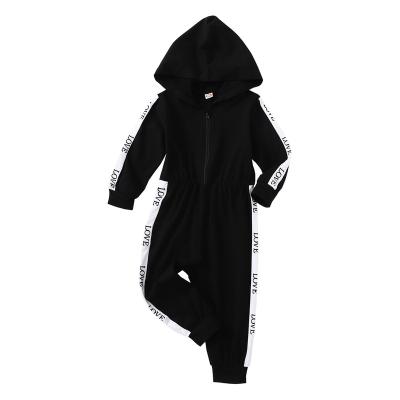 China Long Sleeve Kid Boys Clothes Toddler Boys Winter Sport Sweatshirt Overalls Long Sleeves Letter Prints Hooded Sweatshirt Coveralls for sale