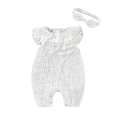 China Fly Ruffled Sleeve Baby Clothes Newborn Babies Summer Jumpsuit Fly Ruffled Sleeve Jumpsuit 3 Months Diaper Sleeveless Jumpsuit Lace for sale