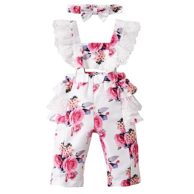 China Sling Infant Baby Clothes 12 Months Baby Summer Jumpsuit 18 Months Lovely Sling Baby Infant Floral Prints Jumpsuit for sale