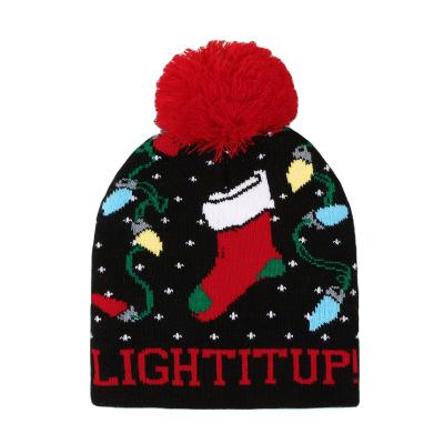 China Hotsale 2021 Christmas Holiday Merry Christmas Beanie Hats Wholesale Price Winter Wool Knitted Acrylic Beanie for sale